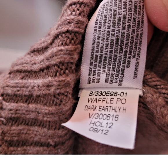 OLD NAVY Women Tan Mixed Stitch Knit Sweater Sz L Neutral Cable Fisherman Cozy - Picture 8 of 8